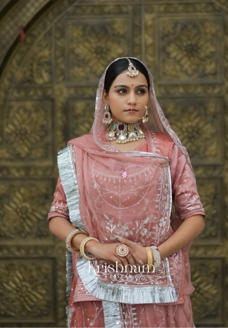 Floral Printed Silk Kurti Set