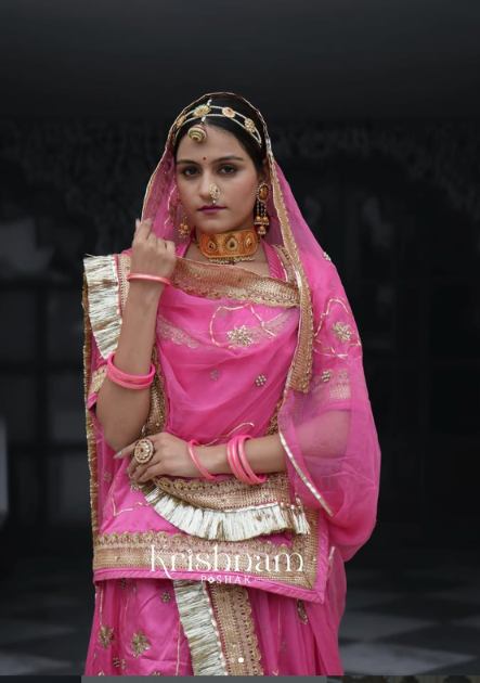 Organza Floral Gharara Set Detail